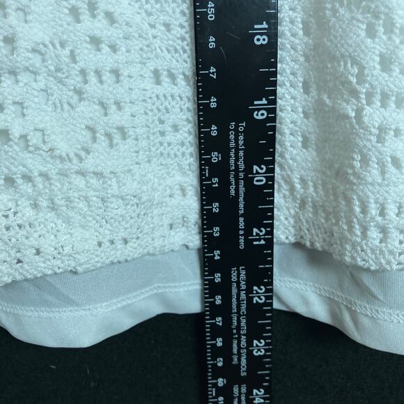 LOFT Womens Blouse White Crochet Sleeveless Cotton Blend Large - Picture 9 of 12